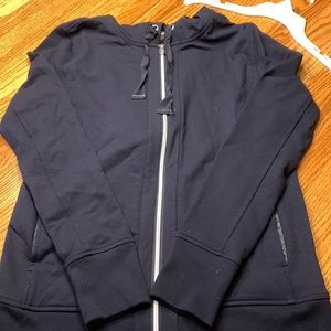 Navy blue full zip hoodie from Victoria secret. Ribbon draw strings